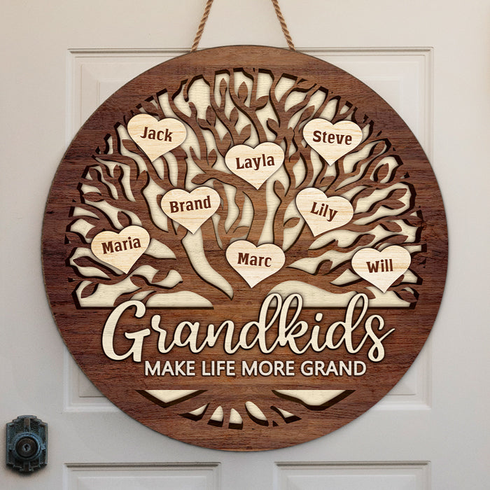 Petits-enfants pour une vie grandiose - Panneau en bois personnalisé pour la décoration intérieure - Cadeau de pendaison de crémaillère pour grand-mère, grand-père et grands-parents