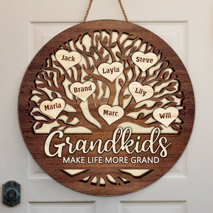 Petits-enfants pour une vie grandiose - Panneau en bois personnalisé pour la décoration intérieure - Cadeau de pendaison de crémaillère pour grand-mère, grand-père et grands-parents