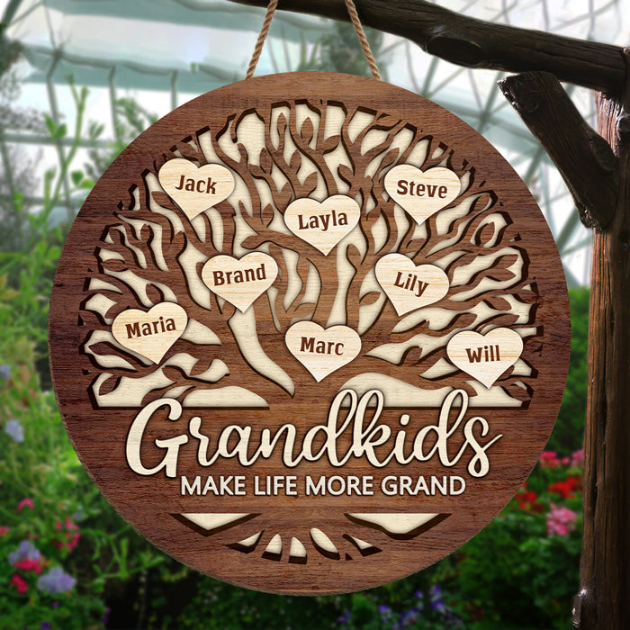 Petits-enfants pour une vie grandiose - Panneau en bois personnalisé pour la décoration intérieure - Cadeau de pendaison de crémaillère pour grand-mère, grand-père et grands-parents