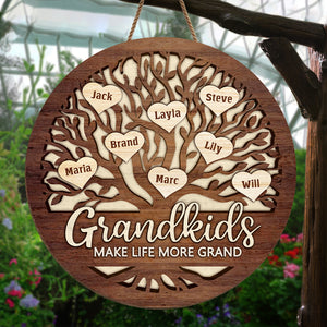 Petits-enfants pour une vie grandiose - Panneau en bois personnalisé pour la décoration intérieure - Cadeau de pendaison de crémaillère pour grand-mère, grand-père et grands-parents