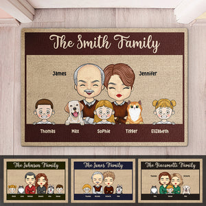 These Cool Kids & Furry Pets Mean The World To Us - Family Personalized Custom Decorative Mat - Gift For Couples, Pet Owners, Pet Lovers