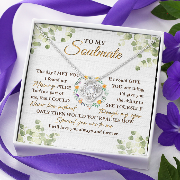 The Day I Met You I Found My Missing Piece - Couple Love Knot Necklace - Gift For Wife, Anniversary
