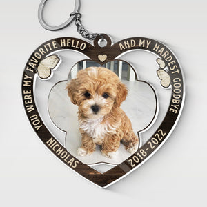 Tu étais mon préféré, bonjour ! Porte-clés personnalisé en acrylique en forme de cœur. Télécharger une image, cadeau de condoléances, cadeau pour les propriétaires d'animaux et les amoureux des animaux.
