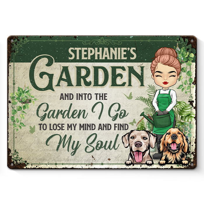 Une fille qui aimait vraiment les chiens et le jardinage – Panneau en métal personnalisé pour décoration de jardin – Cadeau de pendaison de crémaillère pour les amateurs de jardinage