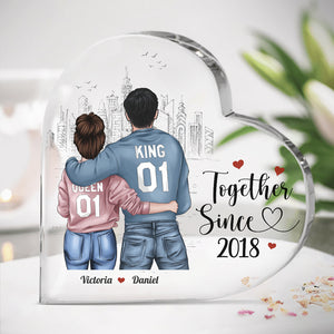 Aucun retour ni remboursement - Plaque acrylique personnalisée en forme de cœur pour couple - Cadeau pour mari et femme, anniversaire