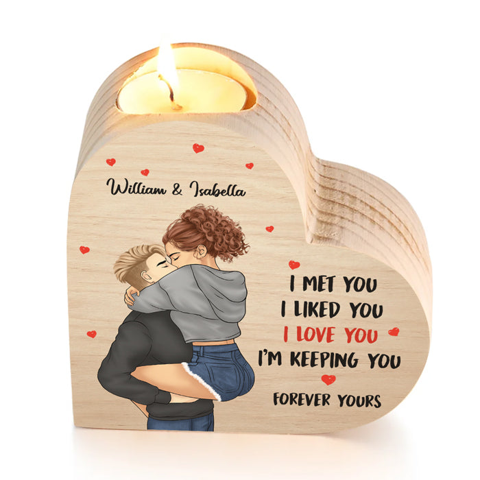 Je t'aime et je suis à toi pour toujours - Bougeoir personnalisé en forme de cœur pour couple - Cadeau pour mari et femme, anniversaire