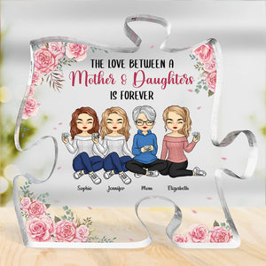 L'amour entre nous est éternel - Plaque acrylique personnalisée en forme de puzzle familial - Cadeau d'anniversaire pour maman de la part de sa fille