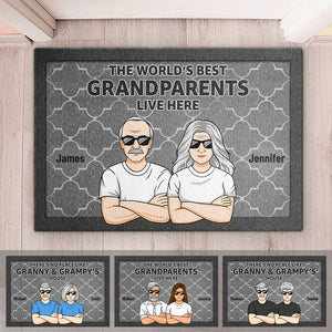 Les meilleurs grands-parents du monde - Tapis décoratif personnalisé pour la famille - Cadeau pour grand-père, grand-mère et grands-parents