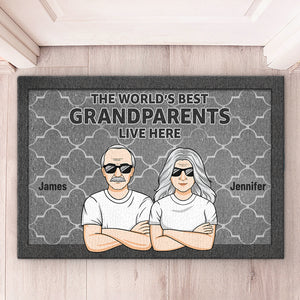 Les meilleurs grands-parents du monde - Tapis décoratif personnalisé pour la famille - Cadeau pour grand-père, grand-mère et grands-parents