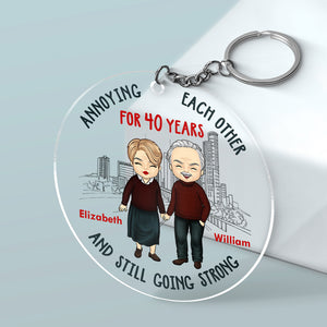 Celui que je veux ennuyer - Porte-clés rond personnalisé en acrylique pour couple - Cadeau pour mari et femme, anniversaire