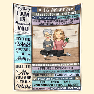 Nous t'aimons de tout temps - Couverture familiale personnalisée - Cadeau de fête des mères, d'anniversaire pour maman de la part de sa fille