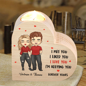 Je te garde à jamais à toi - Bougeoir personnalisé en forme de cœur pour couple - Cadeau pour mari et femme, anniversaire