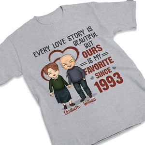 Chaque histoire d'amour est belle, mais la nôtre est ma préférée - T-shirt unisexe personnalisé, sweat à capuche, sweat-shirt - Cadeau pour couple, mari, femme, anniversaire, fiançailles, mariage, cadeau de mariage