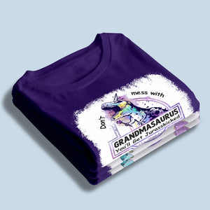 Ne plaisante pas avec Grandmasaurus ! T-shirt personnalisé avec fausse eau de Javel pour la famille ! Cadeau d'anniversaire et de fête des mères pour grand-mère