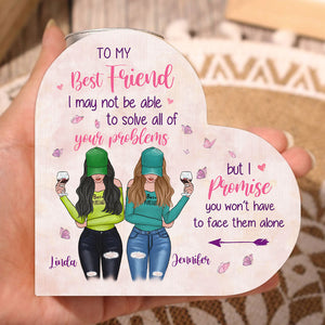 Ma fille, tu n'auras pas à affronter les problèmes seule - Bougeoir personnalisé en forme de cœur pour meilleure amie - Cadeau pour meilleures amies, meilleures amies, sœurs