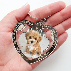 Tu étais mon préféré, bonjour ! Porte-clés personnalisé en acrylique en forme de cœur. Télécharger une image, cadeau de condoléances, cadeau pour les propriétaires d'animaux et les amoureux des animaux.