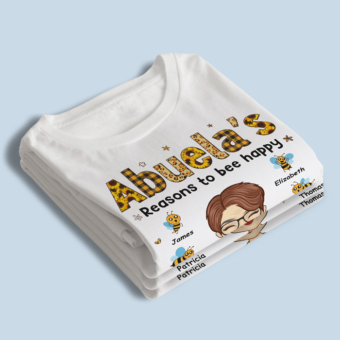 Mes raisons d'être heureux - T-shirt, sweat à capuche, sweat-shirt unisexe personnalisé pour la famille - Cadeau de fête des mères, d'anniversaire pour grand-mère