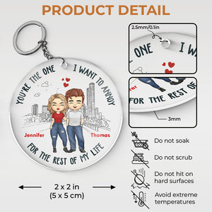 Celui que je veux ennuyer - Porte-clés rond personnalisé en acrylique pour couple - Cadeau pour mari et femme, anniversaire