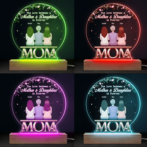 L'amour entre une mère et ses filles est éternel - Boule à neige LED 3D personnalisée pour la famille - Cadeau d'anniversaire et de fête des mères