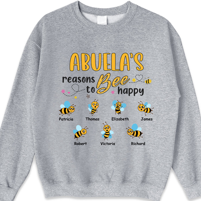 Une grand-mère heureuse grâce à ses enfants - T-shirt, sweat à capuche et sweat-shirt unisexe personnalisé pour la famille - Cadeau de fête des mères et d'anniversaire pour grand-mère