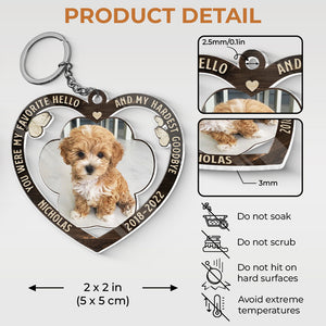 Tu étais mon préféré, bonjour ! Porte-clés personnalisé en acrylique en forme de cœur. Télécharger une image, cadeau de condoléances, cadeau pour les propriétaires d'animaux et les amoureux des animaux.