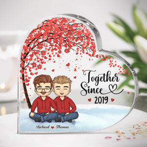 Depuis que nous sommes ensemble - Plaque acrylique personnalisée en forme de cœur pour couple - Cadeau pour mari et femme, anniversaire