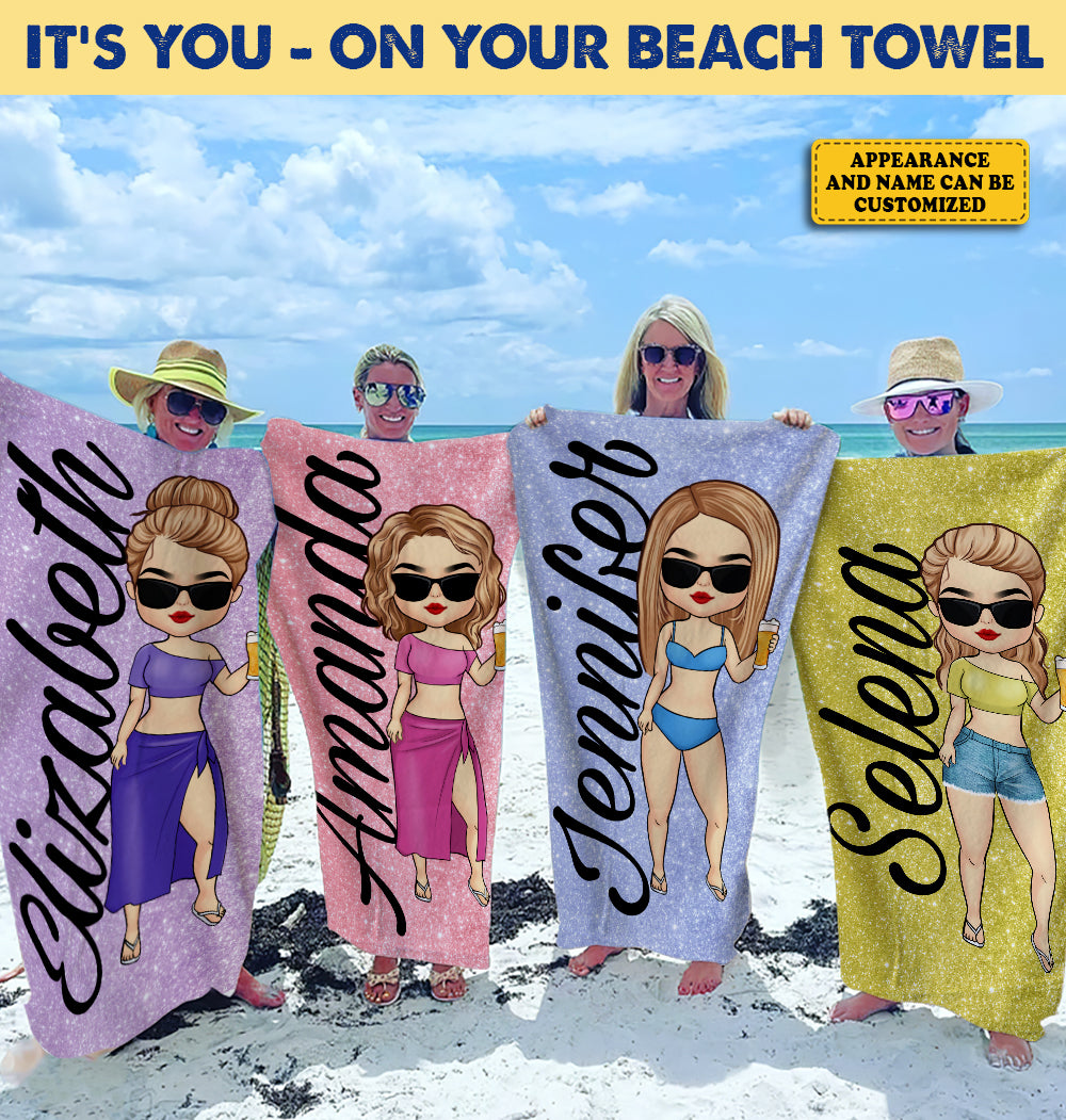 La plage vous appelle, profitez de la fête ! Serviette de plage personnalisée Bestie ! Cadeau pour les meilleures amies, les meilleures amies et les sœurs