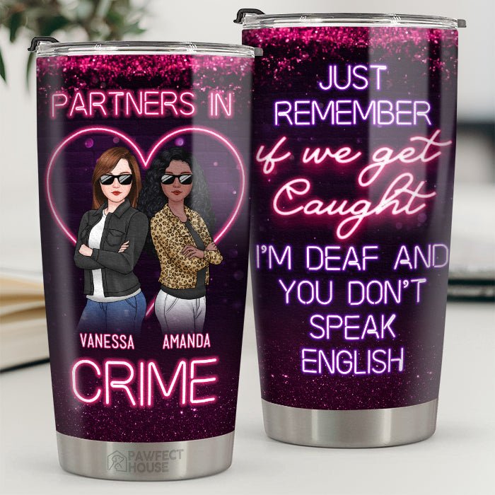 Meilleurs amis néons partenaires de crime - Gobelet personnalisé Bestie - Cadeau pour meilleures amies, meilleures amies, sœurs