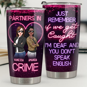 Meilleurs amis néons partenaires de crime - Gobelet personnalisé Bestie - Cadeau pour meilleures amies, meilleures amies, sœurs