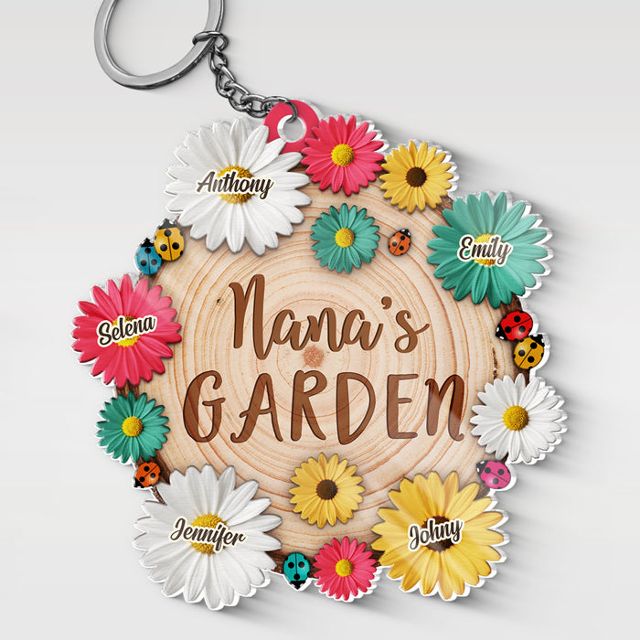 Le plus beau jardin du monde - Porte-clés personnalisé en acrylique en forme de fleur - Cadeau d'anniversaire pour grand-mère et fête des mères