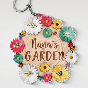 Le plus beau jardin du monde - Porte-clés personnalisé en acrylique en forme de fleur - Cadeau d'anniversaire pour grand-mère et fête des mères