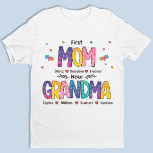 Couleur de l'amour, d'abord maman, maintenant grand-mère - T-shirt unisexe personnalisé, sweat à capuche, sweat-shirt - Cadeau de fête des mères, d'anniversaire pour grand-mère