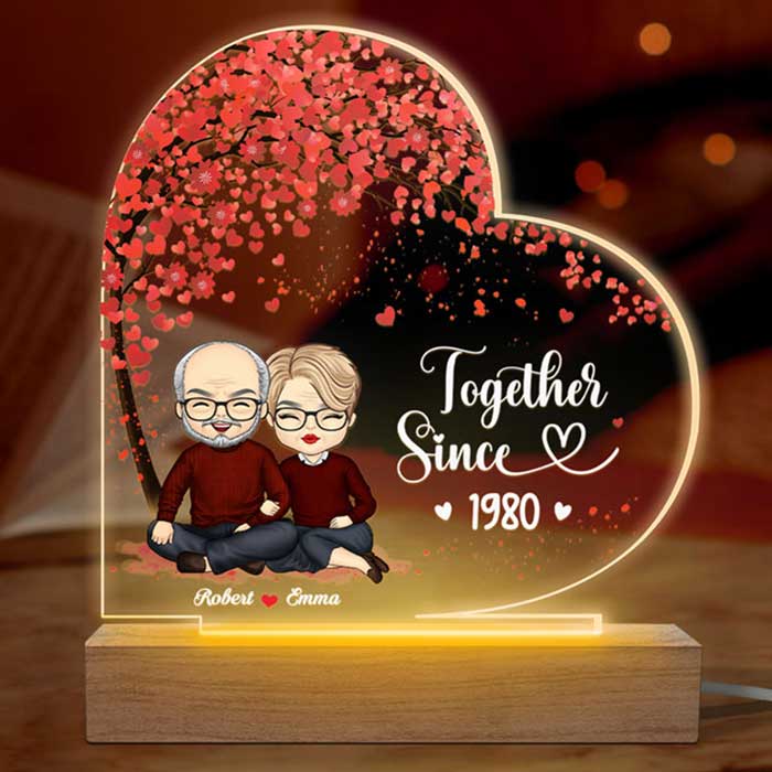 Je suis à toi ensemble depuis - Couple personnalisé en forme de cœur 3D LED lumière - Cadeau pour mari femme, anniversaire