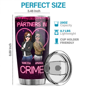 Meilleurs amis néons partenaires de crime - Gobelet personnalisé Bestie - Cadeau pour meilleures amies, meilleures amies, sœurs