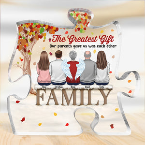 No Greater Gift Than Family Love - Family Personalized Custom Puzzle Shaped Acrylic Plaque - Gift For Family Members