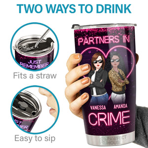 Meilleurs amis néons partenaires de crime - Gobelet personnalisé Bestie - Cadeau pour meilleures amies, meilleures amies, sœurs