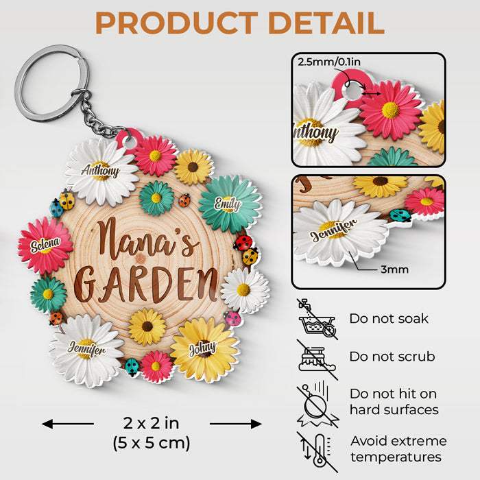 Le plus beau jardin du monde - Porte-clés personnalisé en acrylique en forme de fleur - Cadeau d'anniversaire pour grand-mère et fête des mères