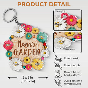 Le plus beau jardin du monde - Porte-clés personnalisé en acrylique en forme de fleur - Cadeau d'anniversaire pour grand-mère et fête des mères