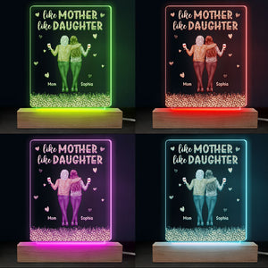 D'abord notre mère, toujours notre amie - Lampe LED 3D rectangulaire personnalisée pour la famille - Cadeau d'anniversaire et de fête des mères pour maman