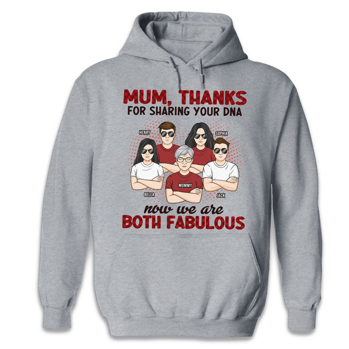 Maman, merci d'avoir partagé ton ADN - T-shirt, sweat à capuche, sweat-shirt unisexe personnalisé pour la famille - Cadeau de fête des mères, d'anniversaire pour maman