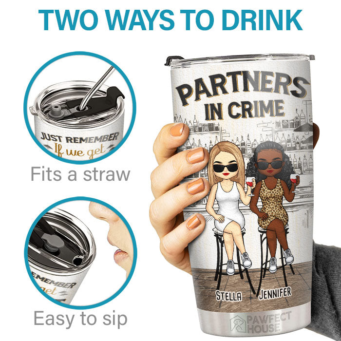 Partenaires dans le crime - Gobelet personnalisé Bestie - Cadeau pour meilleures amies, meilleures amies, sœurs
