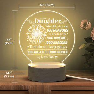 Tu me donnes 1000 raisons de sourire et de continuer - Lampe de nuit en acrylique - À ma fille, cadeau pour fille, cadeau de papa pour fille, cadeau d'anniversaire pour fille, cadeau de Noël