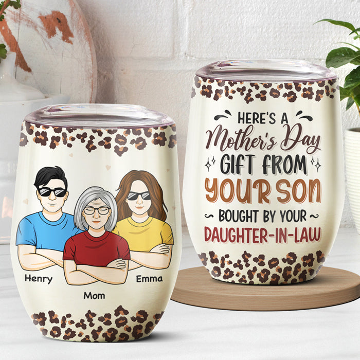 Maman, voici ton cadeau pour la fête des mères - Verre à vin personnalisé pour la famille - Cadeau de fête des mères, d'anniversaire pour maman 
