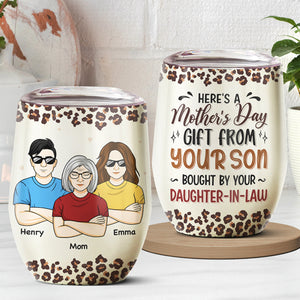 Maman, voici ton cadeau pour la fête des mères - Verre à vin personnalisé pour la famille - Cadeau de fête des mères, d'anniversaire pour maman 