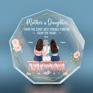 Tu es la pièce qui nous unit, maman - Plaque acrylique personnalisée en forme de nonagone pour la famille - Cadeau de fête des mères, d'anniversaire pour maman de la part de ses filles