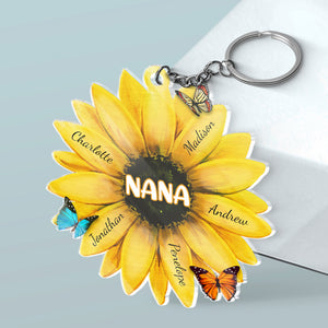 Meilleure grand-mère de tous les temps - Porte-clés personnalisé en acrylique en forme de fleur pour la famille - Cadeau d'anniversaire et de fête des mères pour grand-mère