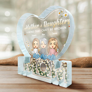 Nous sommes liés à jamais - Plaque acrylique personnalisée en forme de famille - Cadeau de fête des mères, d'anniversaire pour maman de la part de ses filles