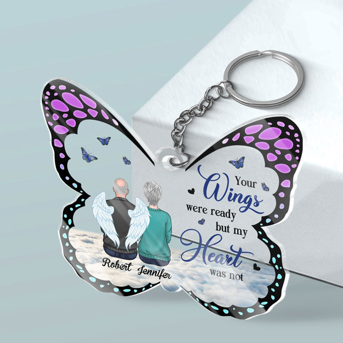 Tu es toujours dans mes pensées - Porte-clés personnalisé en acrylique en forme de papillon - Cadeau de condoléances, cadeau pour les membres de la famille