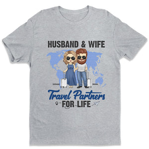 Mari et femme, partenaires de voyage pour la vie - Cadeau pour couple, mari et femme - T-shirt unisexe personnalisé