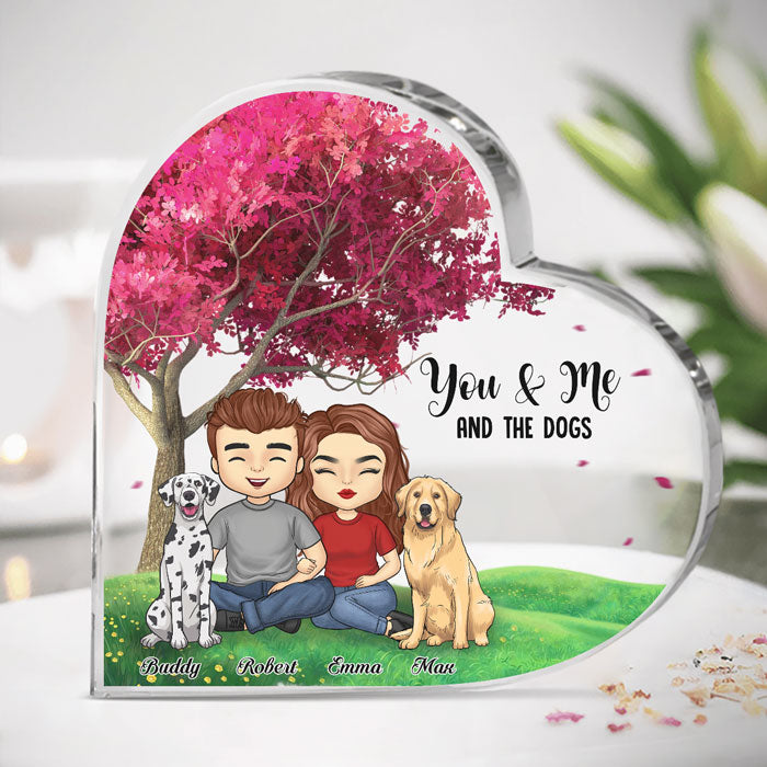 Toi, moi et les bébés à fourrure - Plaque acrylique personnalisée en forme de cœur pour couple - Cadeau pour couples, propriétaires d'animaux, amoureux des animaux
